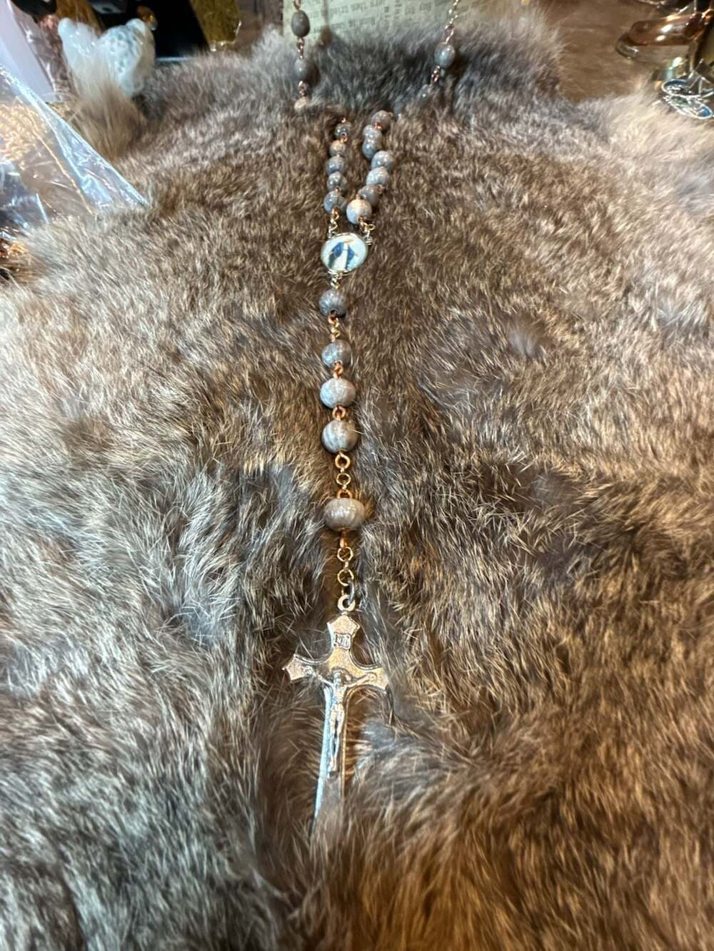 Handmade Job's Tears Seed Rosary Beads With Crucifix And Medal